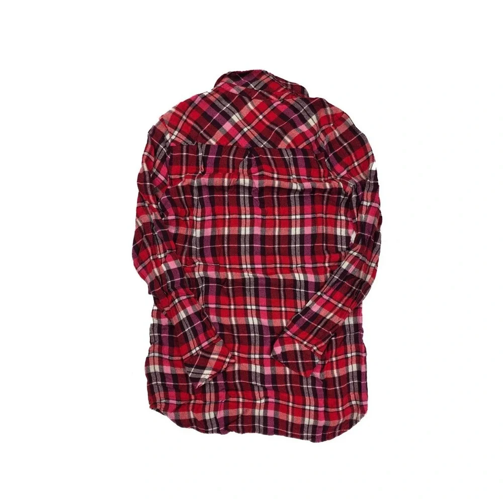 Kut From The Kloth Red White Plaid Long-Sleeve Button Up Shirt Women's Size S - Picture 2 of 6